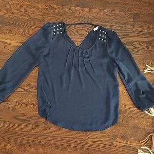 Blue studded blouse